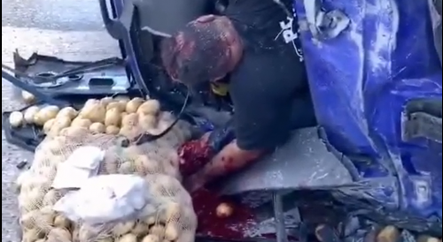 Dying Trucker Getting Looted