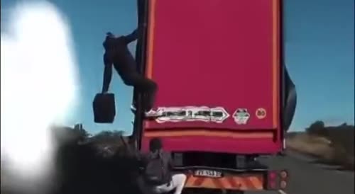 Stealing alcohol on a moving truck!