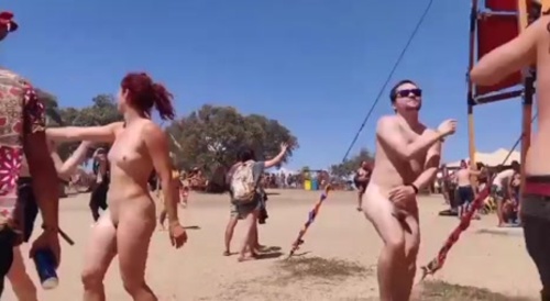 naked redhead at the festival