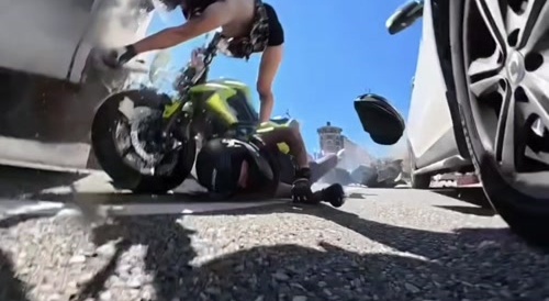 Slow motion bike wreck